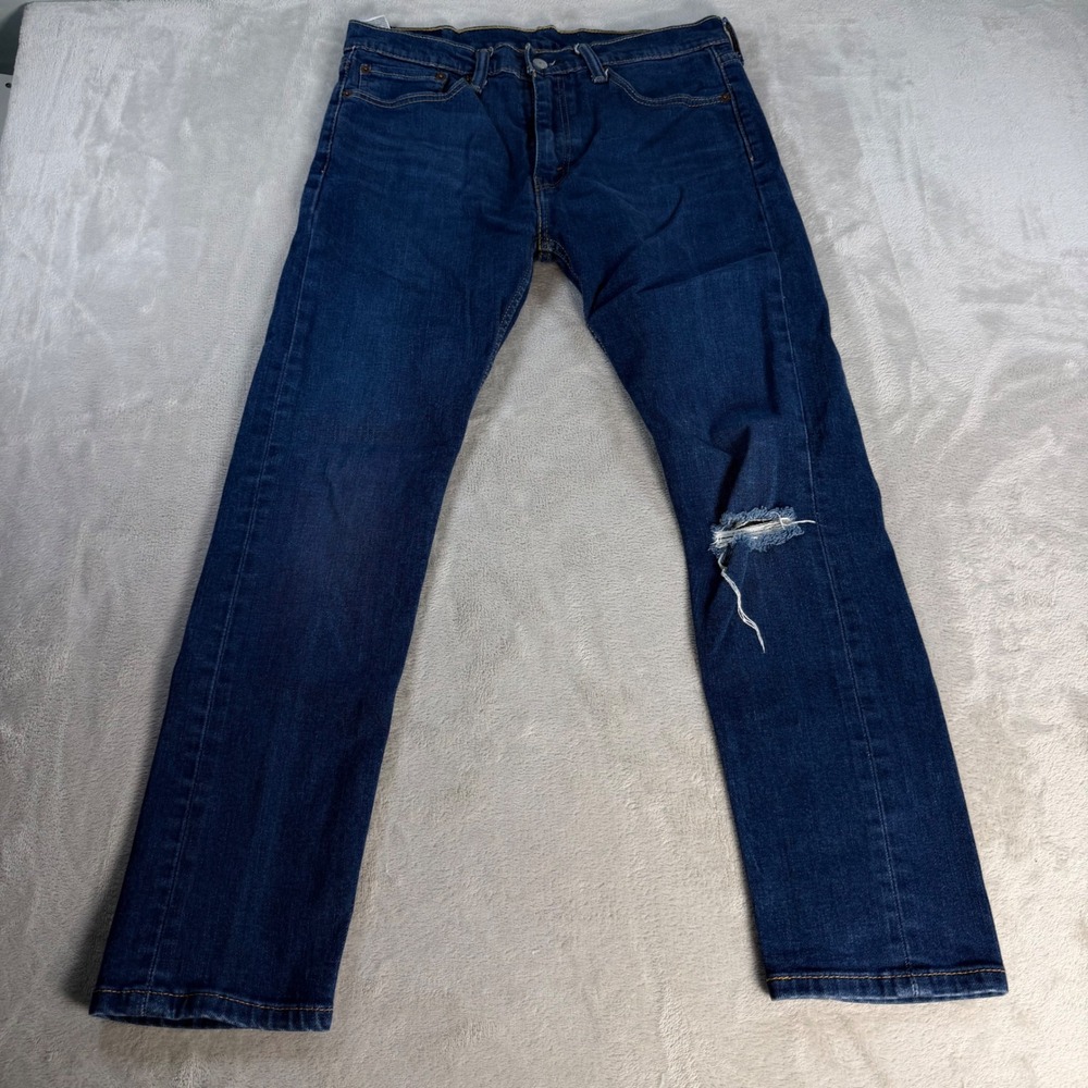 Levi's 510 Skinny Fit Jeans Mens W34 L30 Blue Cotton Blend Distressed Denim